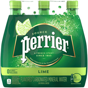 Perrier Lime Sparkling Water, 16.9 fl oz Plastic (Pack of 6)